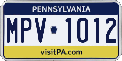 PA license plate MPV1012