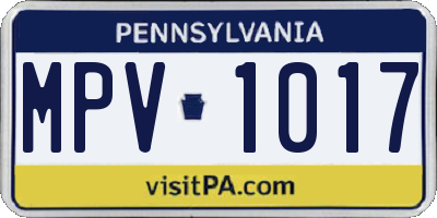 PA license plate MPV1017