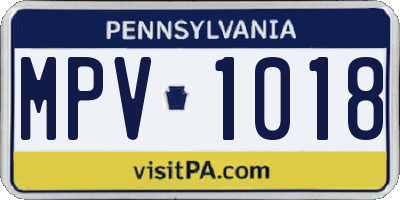 PA license plate MPV1018