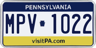 PA license plate MPV1022
