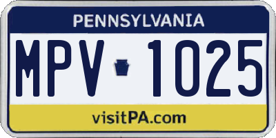 PA license plate MPV1025