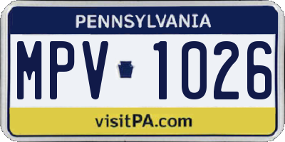 PA license plate MPV1026
