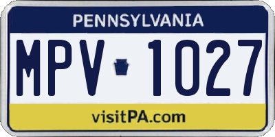 PA license plate MPV1027