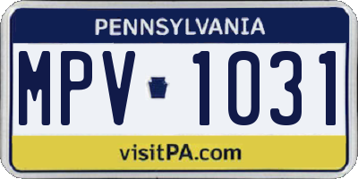PA license plate MPV1031