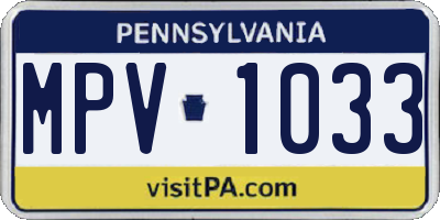 PA license plate MPV1033