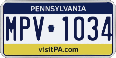 PA license plate MPV1034