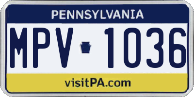 PA license plate MPV1036