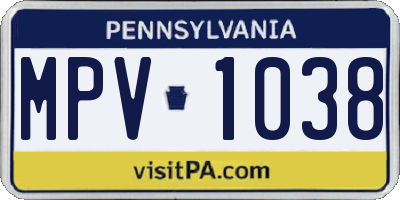 PA license plate MPV1038
