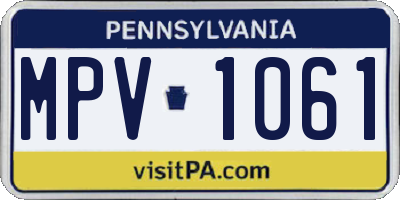 PA license plate MPV1061