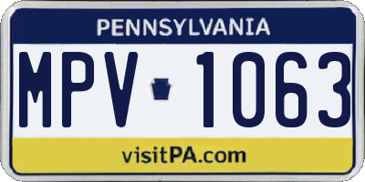 PA license plate MPV1063