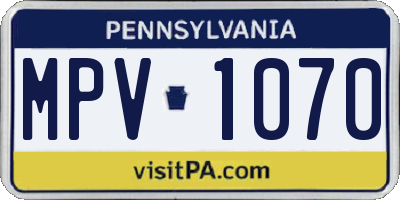 PA license plate MPV1070