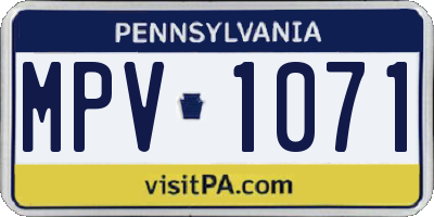 PA license plate MPV1071