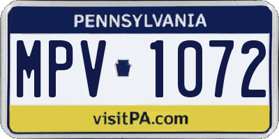 PA license plate MPV1072
