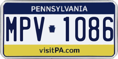 PA license plate MPV1086