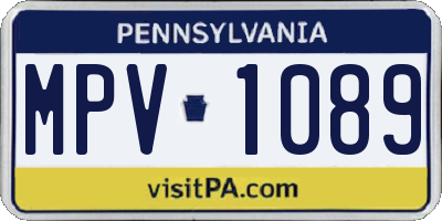 PA license plate MPV1089