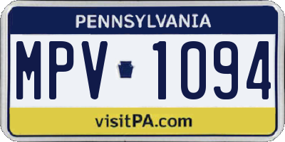 PA license plate MPV1094