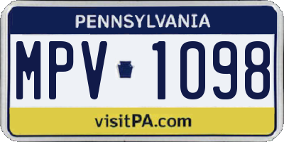 PA license plate MPV1098