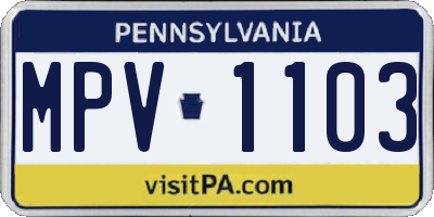 PA license plate MPV1103