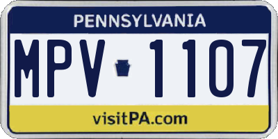 PA license plate MPV1107