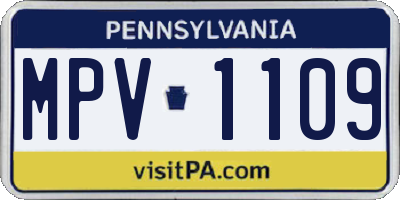 PA license plate MPV1109
