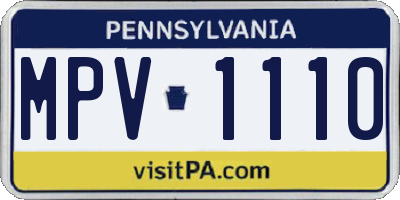 PA license plate MPV1110
