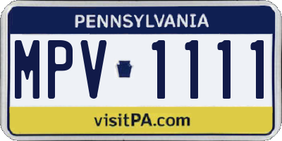 PA license plate MPV1111