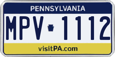 PA license plate MPV1112