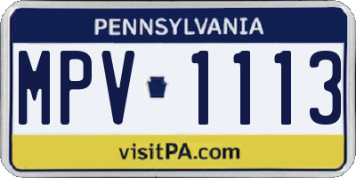 PA license plate MPV1113