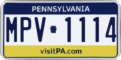 PA license plate MPV1114