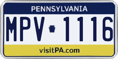 PA license plate MPV1116