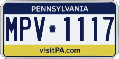 PA license plate MPV1117