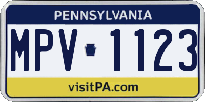 PA license plate MPV1123