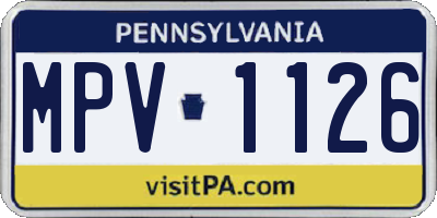 PA license plate MPV1126