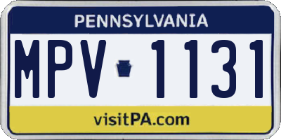 PA license plate MPV1131