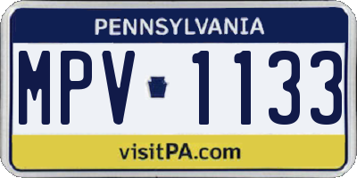 PA license plate MPV1133