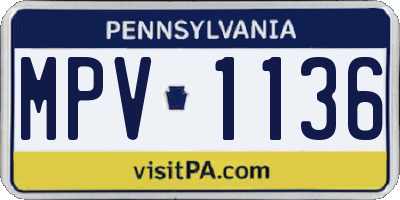 PA license plate MPV1136