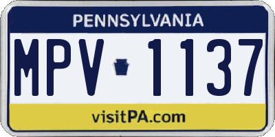 PA license plate MPV1137