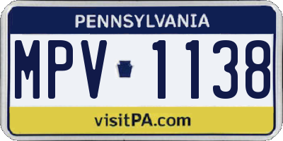PA license plate MPV1138