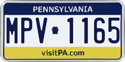 PA license plate MPV1165