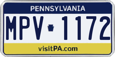 PA license plate MPV1172