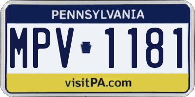 PA license plate MPV1181