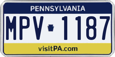 PA license plate MPV1187
