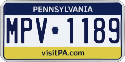 PA license plate MPV1189