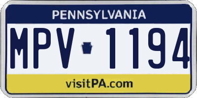 PA license plate MPV1194