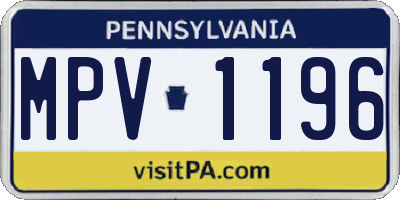PA license plate MPV1196