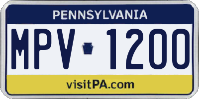PA license plate MPV1200