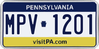 PA license plate MPV1201
