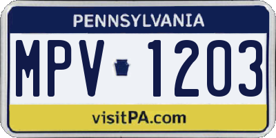 PA license plate MPV1203