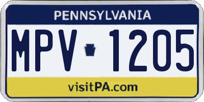 PA license plate MPV1205