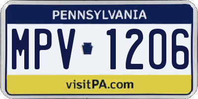 PA license plate MPV1206